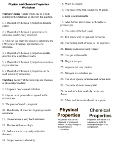 Physical and Chemical Properties Worksheet