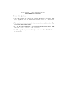 C Programming Control Structures Review Questions