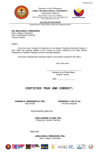 Cebu Technological University Student Teaching Internship Application Form