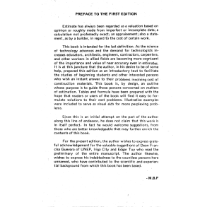 Simplified Construction Estimate: Introductory Text for Cost Estimation