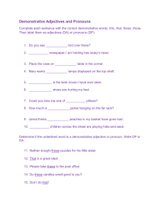 Demonstrative Adjectives and Pronouns Worksheet