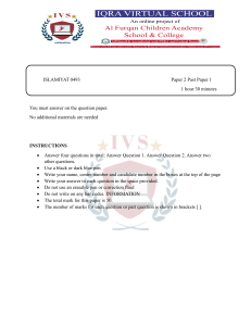 ISLAMIYAT 0493 Paper 2 Past Paper 1 Exam