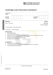 CHECKPOINT ENGLISH APRIL 2024 QUESTIONS