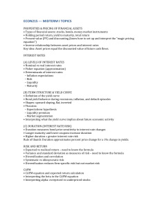 ECON215 Midterm I Topics: Financial Assets & Risk