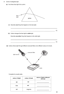 Light Investigation Worksheet: Prism, Filters, Color Reflection
