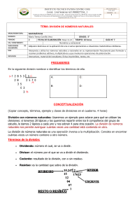 Gu&iacute;a de divisi&oacute;n de n&uacute;meros naturales para 5&deg; grado