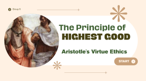 Aristotle's Virtue Ethics: The Principle of Highest Good