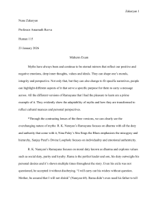 Comparing Ramayana Versions: Midterm Exam Analysis