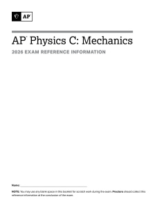 AP Physics C: Mechanics 2026 Exam Reference