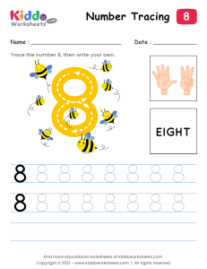 Number 8 Tracing Worksheet for Kids