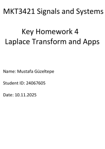 MKT3421 Signals and Systems Key Homework 4 Laplace Transform