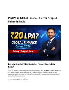 PGDM in Global Finance: Career Scope & Salary in India