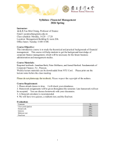 Financial Management Syllabus NTU Spring 2026