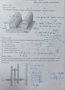 Mechanical Engineering Final Exam: Gear Analysis