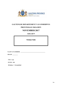 Graad 9 Wiskunde Provinsiale Eksamen November 2017 Gauteng