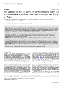 Age-Appropriate BMI Cut-Points for Older Adults: Cardiometabolic Health Risk Analysis