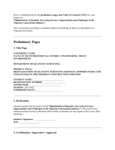 Digitalization of Quantity Surveying in Nigerian Construction: Opportunities & Challenges