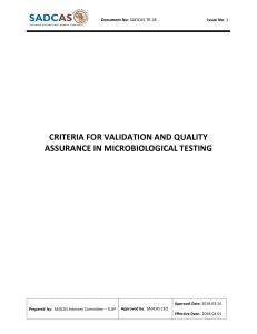 SADCAS TR 18: Validation & QA Criteria for Microbiological Testing