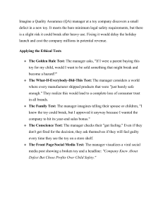 Ethical Tests for Business Decisions: Toy Company Dilemma