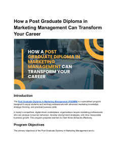 Post Graduate Diploma in Marketing Management: Career Transformation