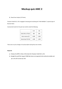 Mockup Quiz AMC 2: Break-Even Analysis, Full Costing, Budgeting