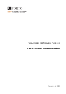 Problemas de Mec&acirc;nica dos Fluidos I - Universidade do Porto