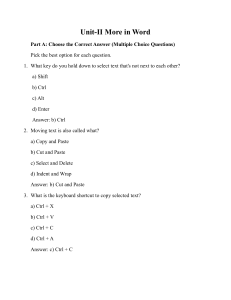Microsoft Word Quiz: Unit II