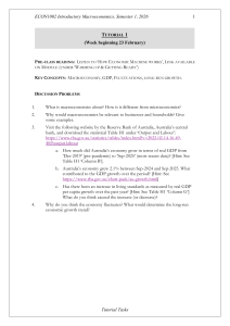 ECON1002 Tutorial 1: Introductory Macroeconomics
