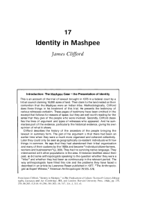 Identity in Mashpee: Mashpee Wampanoag Land Claim Trial