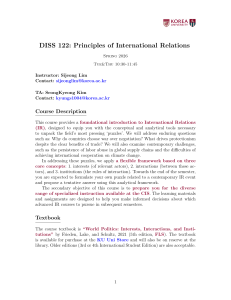 DISS 122: Principles of International Relations Syllabus