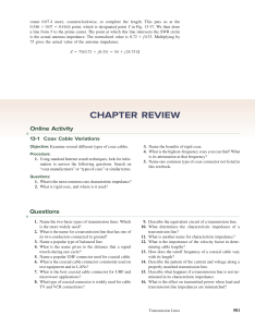 Transmission Lines Chapter Review & Problems