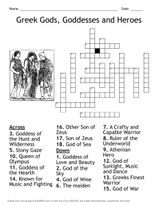 Greek Gods Goddesses Heroes Crossword Puzzle