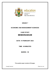 Grade 7 EMS Case Study Memorandum 2023