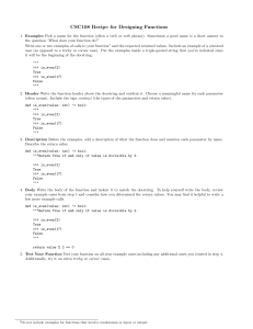 CSC108 Recipe for Designing Functions | Programming Guide