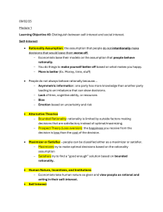 Module 1: Self-Interest vs Social Interest in Economics