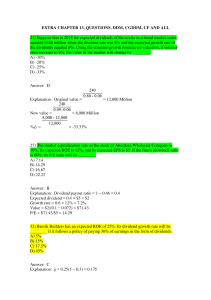 Finance Chapter 13 Questions: DDM, CGDDM, FCF