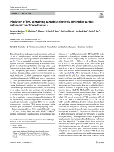 THC Inhalation Diminishes Cardiac Autonomic Function in Humans