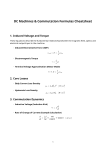 DC Machines & Commutation Formulas Cheatsheet