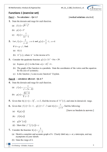 IB Math Functions Exercise Set