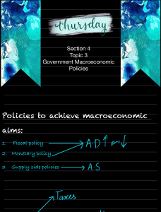 Government Macroeconomic Policies: Fiscal, Monetary, Supply Side