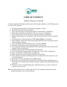 NICH Trust Student Volunteer Program Code of Conduct