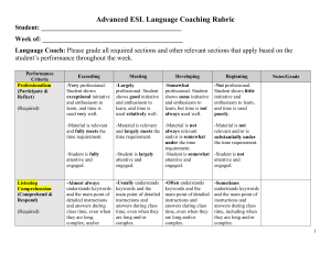 Advanced ESL Language Coaching Rubric