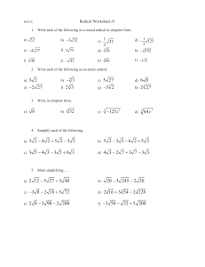 Radical Worksheet #1: MCR3U Math Practice