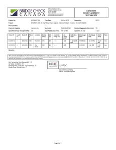 Concrete Pour Placement Test Report - Bridge Check Canada