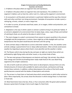 Chapter 6: Environment and Feeding Relationship