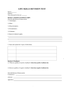 Grade 5 Life Skills Revision Test