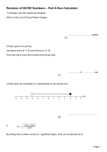 IGCSE Numbers Revision Part A Non-Calculator Worksheet