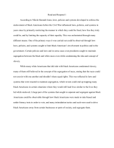 Read and Respond 1: Post-Slavery Segregation Laws