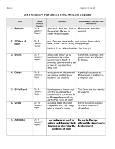 Unit 4 Vocabulary: Post Classical China, Africa, Caliphates