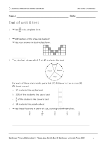 Cambridge Primary Maths Stage 6 Unit 6 Test